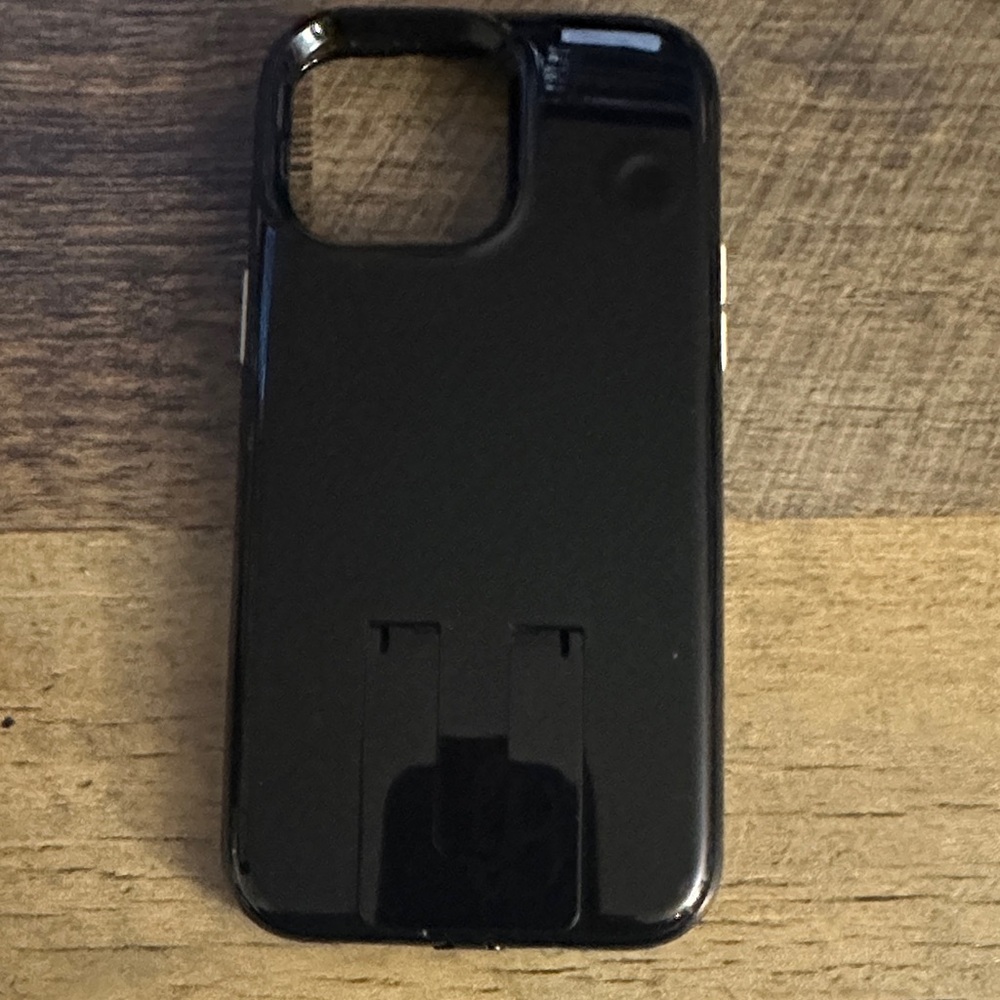 tech21 Glossy Black iPhone 14 Pro Max Case with Kick Stand